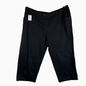 Women 36WP Black 5-Pocket Elastic Back Prewashed Cotton Denim Pants WomanWithin